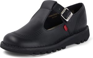 Kickers Women's Kick T Bar Black Leather School Shoes